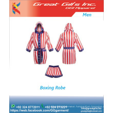 Custom subloimation Flag Boxing Robe with hood and from pockets and MMA Short Custom made satin Boxing Gown